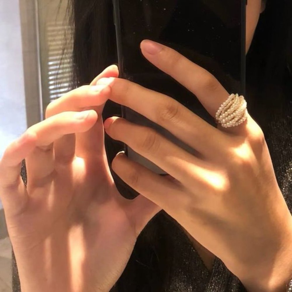 💕 Last one Natural Pearls Rings Layered Pearls